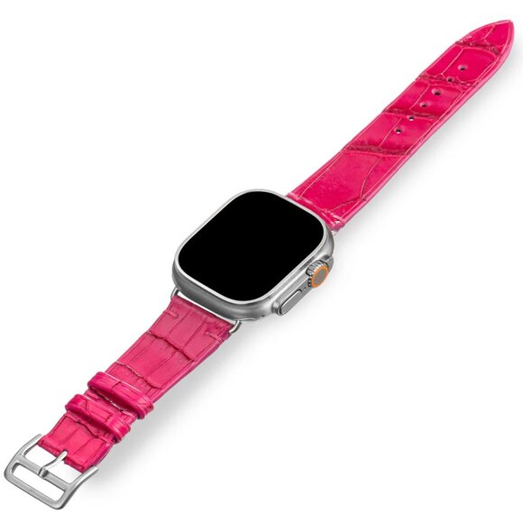 Slim Alligator Leather Watch Band – Classic Fit - Pink Ladies Color main image 5
